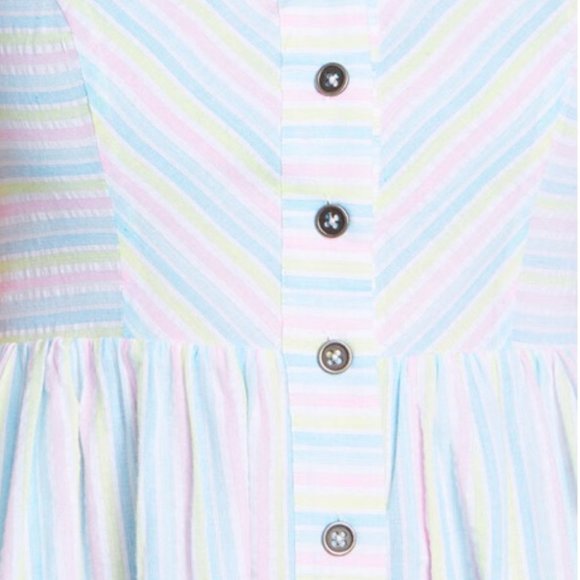 Quite Clearly Charismatic Pastel Rainbow stripe Midi spaghetti strap coastal M - Picture 2 of 3